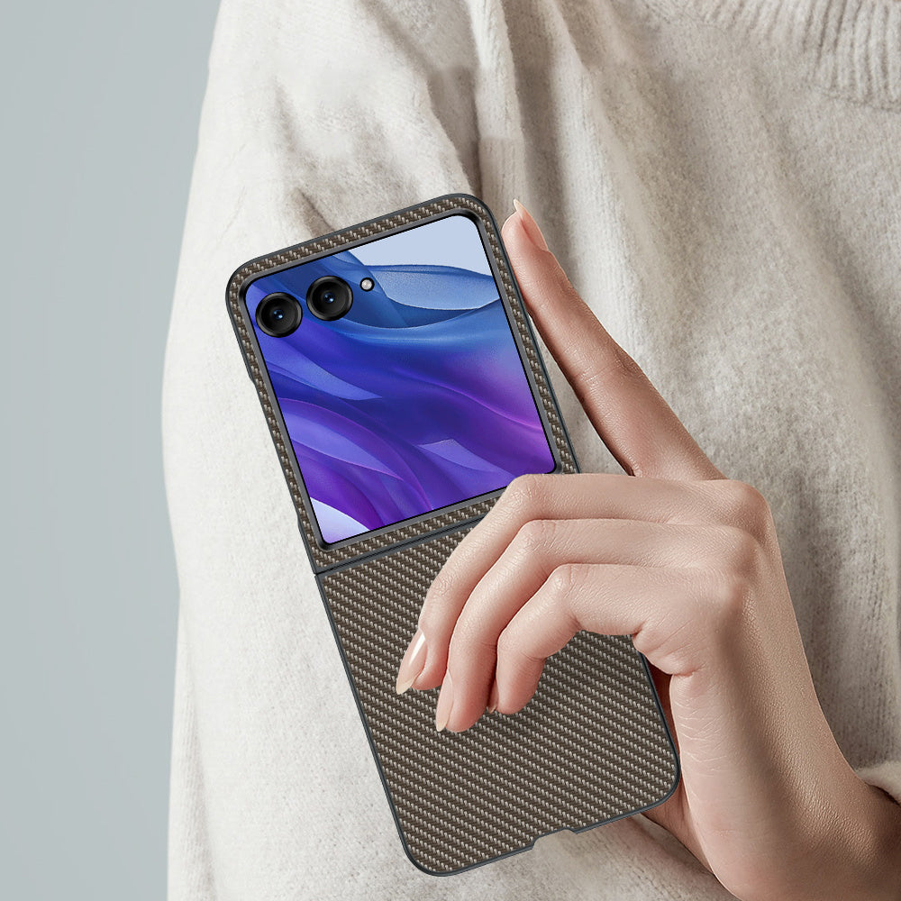 For Motorola Razr 50 Ultra 5G Case Carbon Fiber Texture Anti-drop PC Phone Cover - Carbon Fiber Black