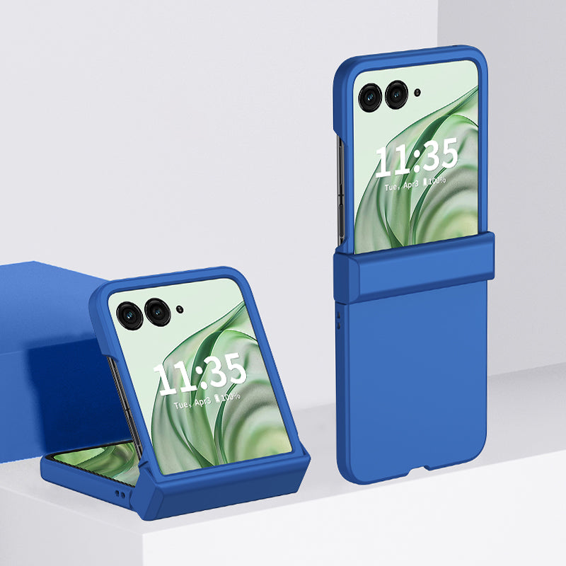 For Motorola Razr 50 Ultra 5G Case Hinge Protection Skin-touch PC Phone Cover - Blue