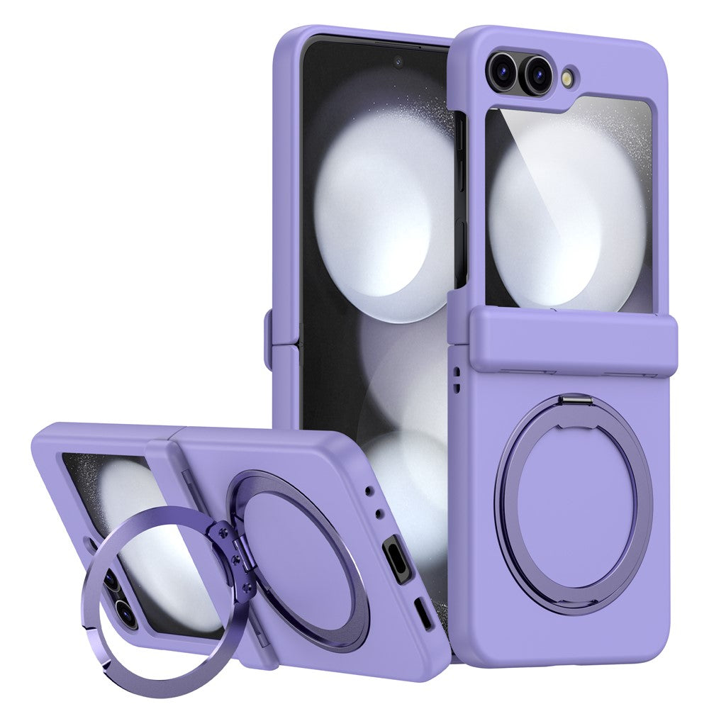 For Samsung Galaxy Z Flip7 FE 5G / Z Flip6 5G Case Magnetic Ring Holder PC+TPU Phone Cover - Light Purple