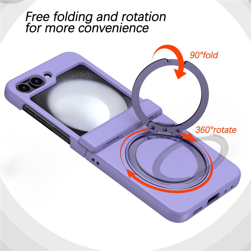 For Samsung Galaxy Z Flip7 FE 5G / Z Flip6 5G Case Magnetic Ring Holder PC+TPU Phone Cover - Light Purple