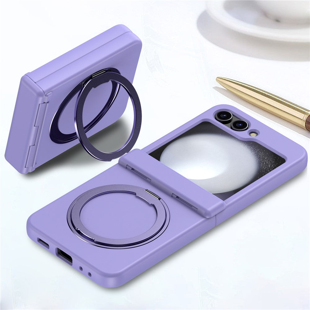 For Samsung Galaxy Z Flip7 FE 5G / Z Flip6 5G Case Magnetic Ring Holder PC+TPU Phone Cover - Light Purple