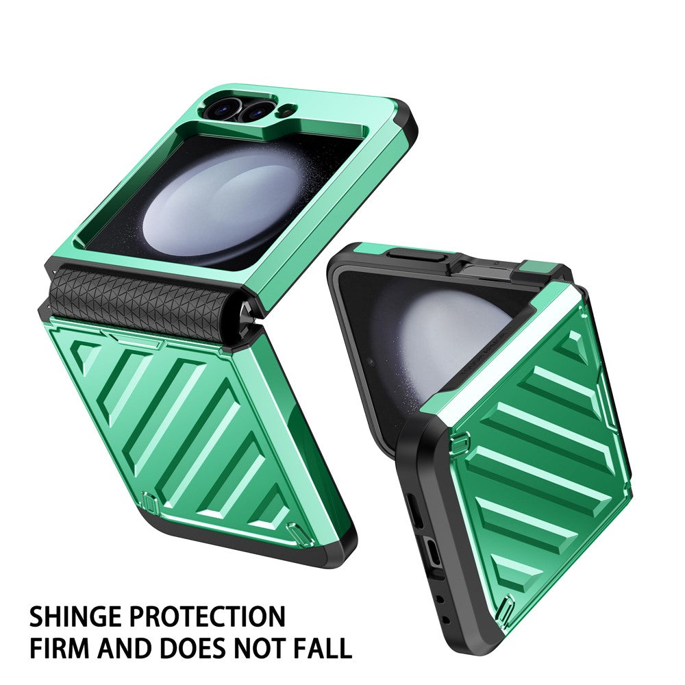 For Samsung Galaxy Z Flip7 FE 5G / Z Flip6 5G Case Electroplating TPU+PC Hinge Phone Armor Cover - Green