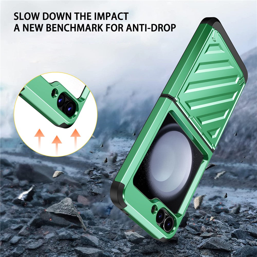 For Samsung Galaxy Z Flip7 FE 5G / Z Flip6 5G Case Electroplating TPU+PC Hinge Phone Armor Cover - Green
