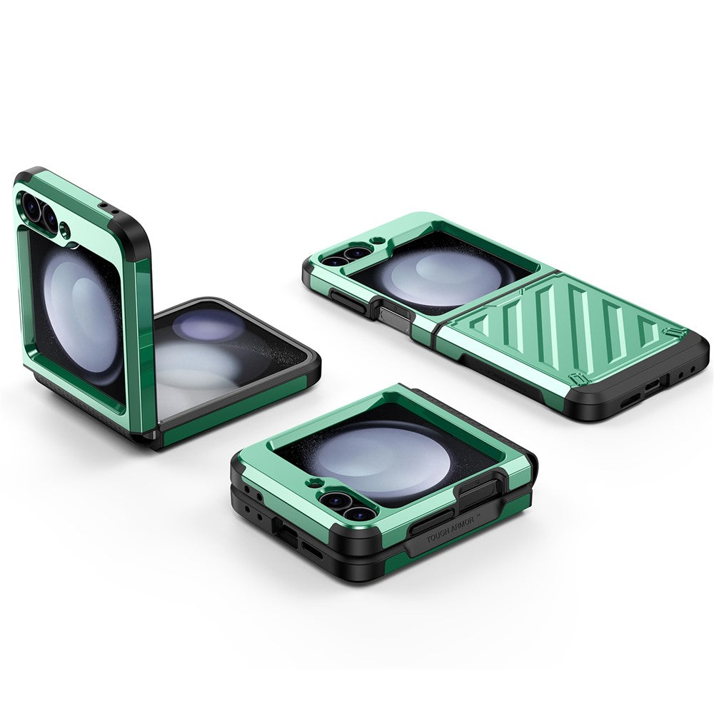 For Samsung Galaxy Z Flip7 FE 5G / Z Flip6 5G Case Electroplating TPU+PC Hinge Phone Armor Cover - Green