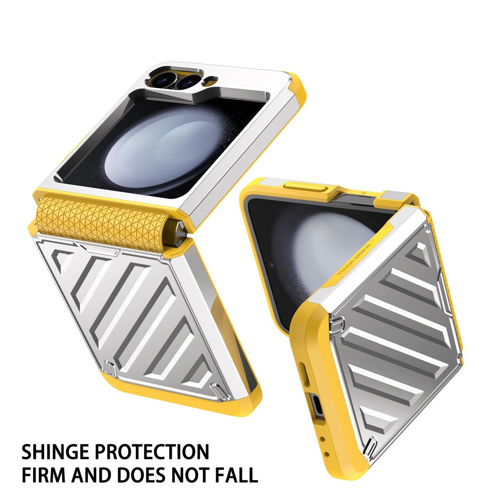 For Samsung Galaxy Z Flip7 FE 5G / Z Flip6 5G Case Electroplating TPU+PC Hinge Phone Armor Cover - Silver