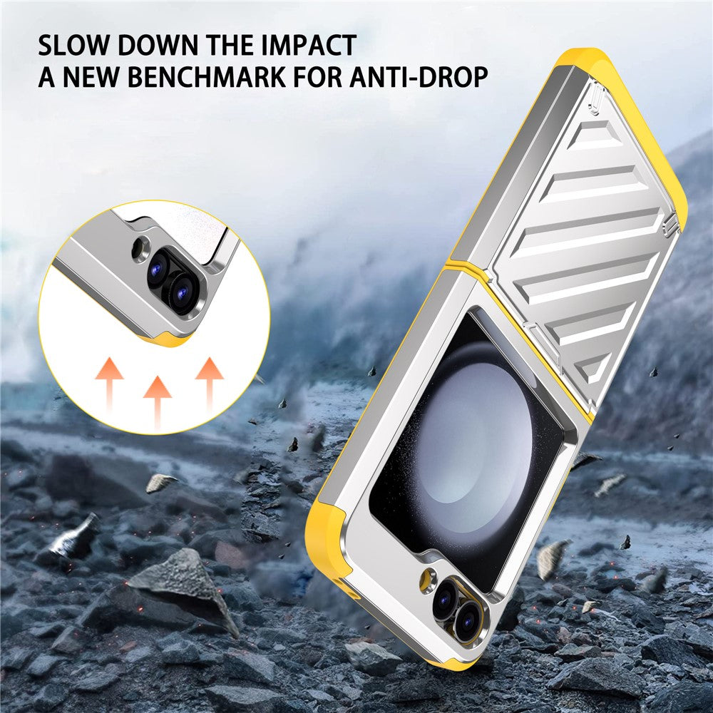 For Samsung Galaxy Z Flip7 FE 5G / Z Flip6 5G Case Electroplating TPU+PC Hinge Phone Armor Cover - Silver