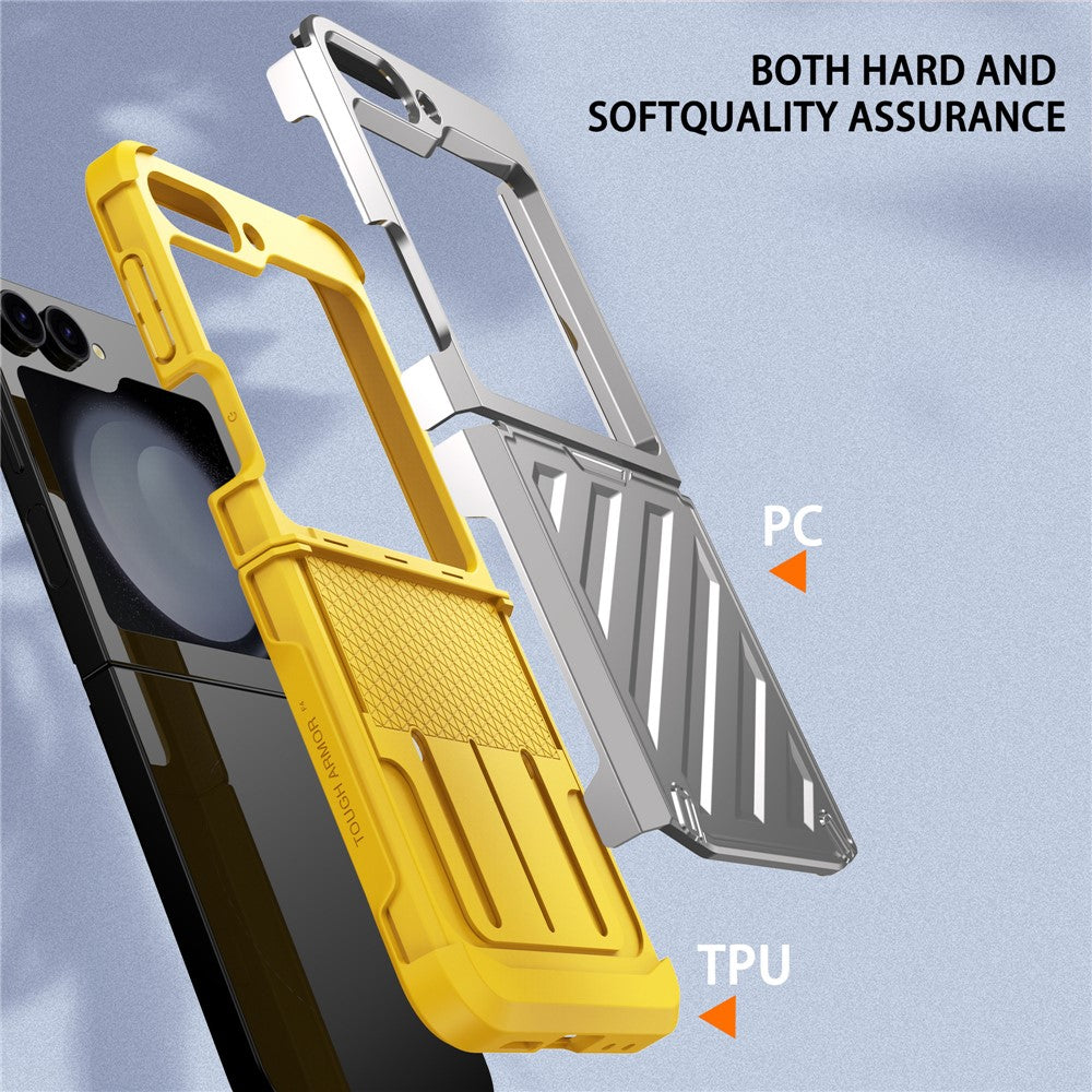For Samsung Galaxy Z Flip7 FE 5G / Z Flip6 5G Case Electroplating TPU+PC Hinge Phone Armor Cover - Silver