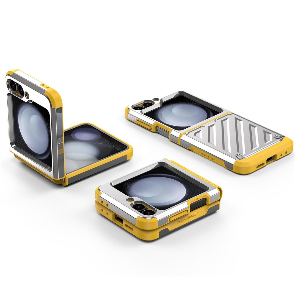 For Samsung Galaxy Z Flip7 FE 5G / Z Flip6 5G Case Electroplating TPU+PC Hinge Phone Armor Cover - Silver