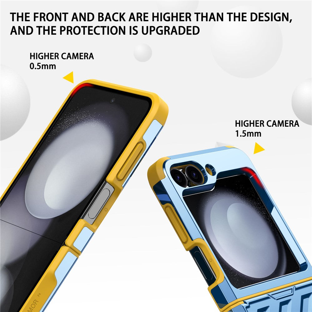 For Samsung Galaxy Z Flip7 FE 5G / Z Flip6 5G Case Electroplating TPU+PC Hinge Phone Armor Cover - Blue