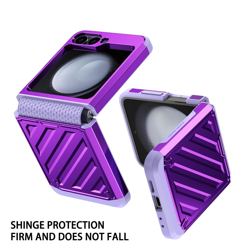 For Samsung Galaxy Z Flip7 FE 5G / Z Flip6 5G Case Electroplating TPU+PC Hinge Phone Armor Cover - Purple