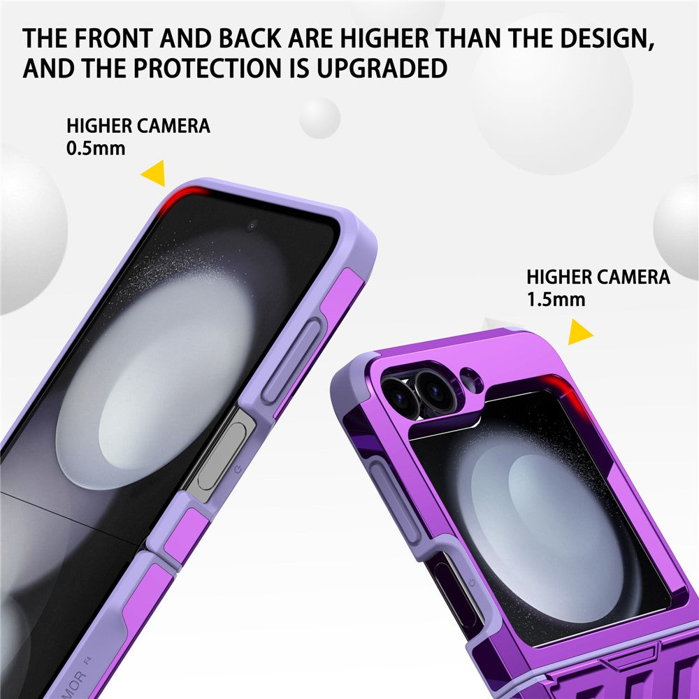 For Samsung Galaxy Z Flip7 FE 5G / Z Flip6 5G Case Electroplating TPU+PC Hinge Phone Armor Cover - Purple