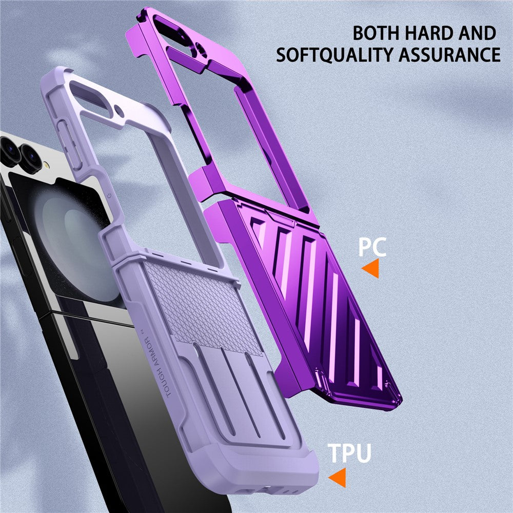 For Samsung Galaxy Z Flip7 FE 5G / Z Flip6 5G Case Electroplating TPU+PC Hinge Phone Armor Cover - Purple