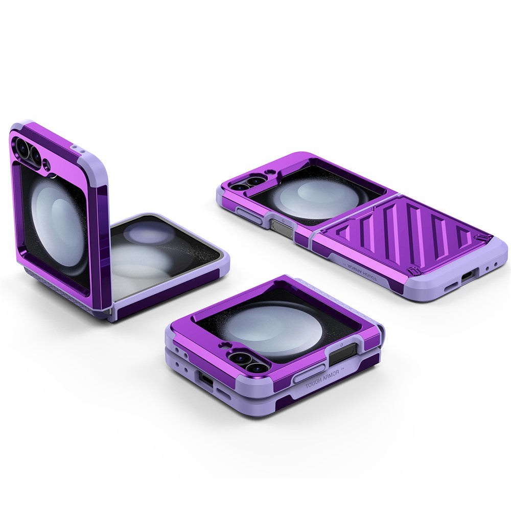 For Samsung Galaxy Z Flip7 FE 5G / Z Flip6 5G Case Electroplating TPU+PC Hinge Phone Armor Cover - Purple