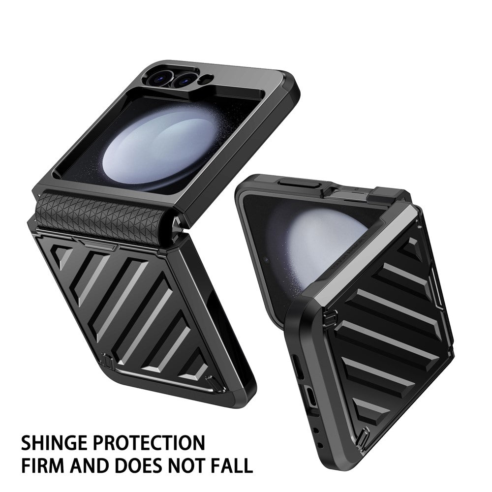 For Samsung Galaxy Z Flip7 FE 5G / Z Flip6 5G Case Electroplating TPU+PC Hinge Phone Armor Cover - Black