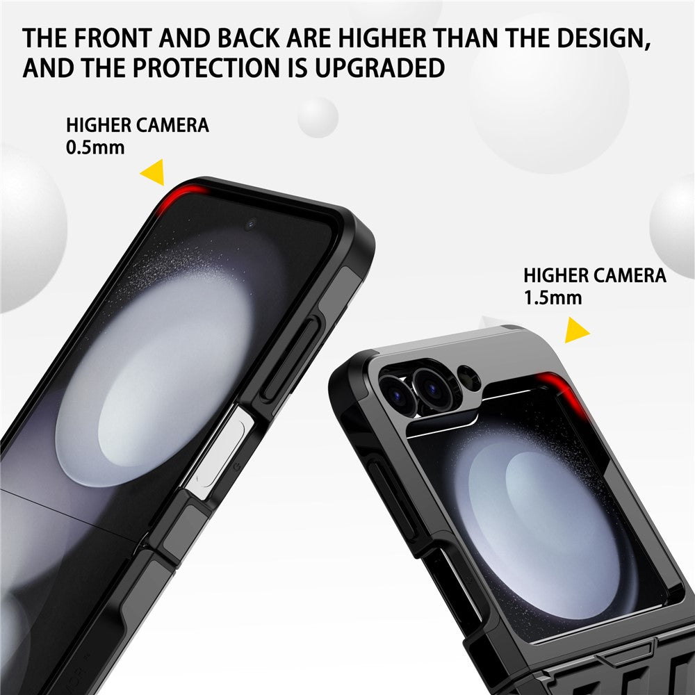 For Samsung Galaxy Z Flip7 FE 5G / Z Flip6 5G Case Electroplating TPU+PC Hinge Phone Armor Cover - Black