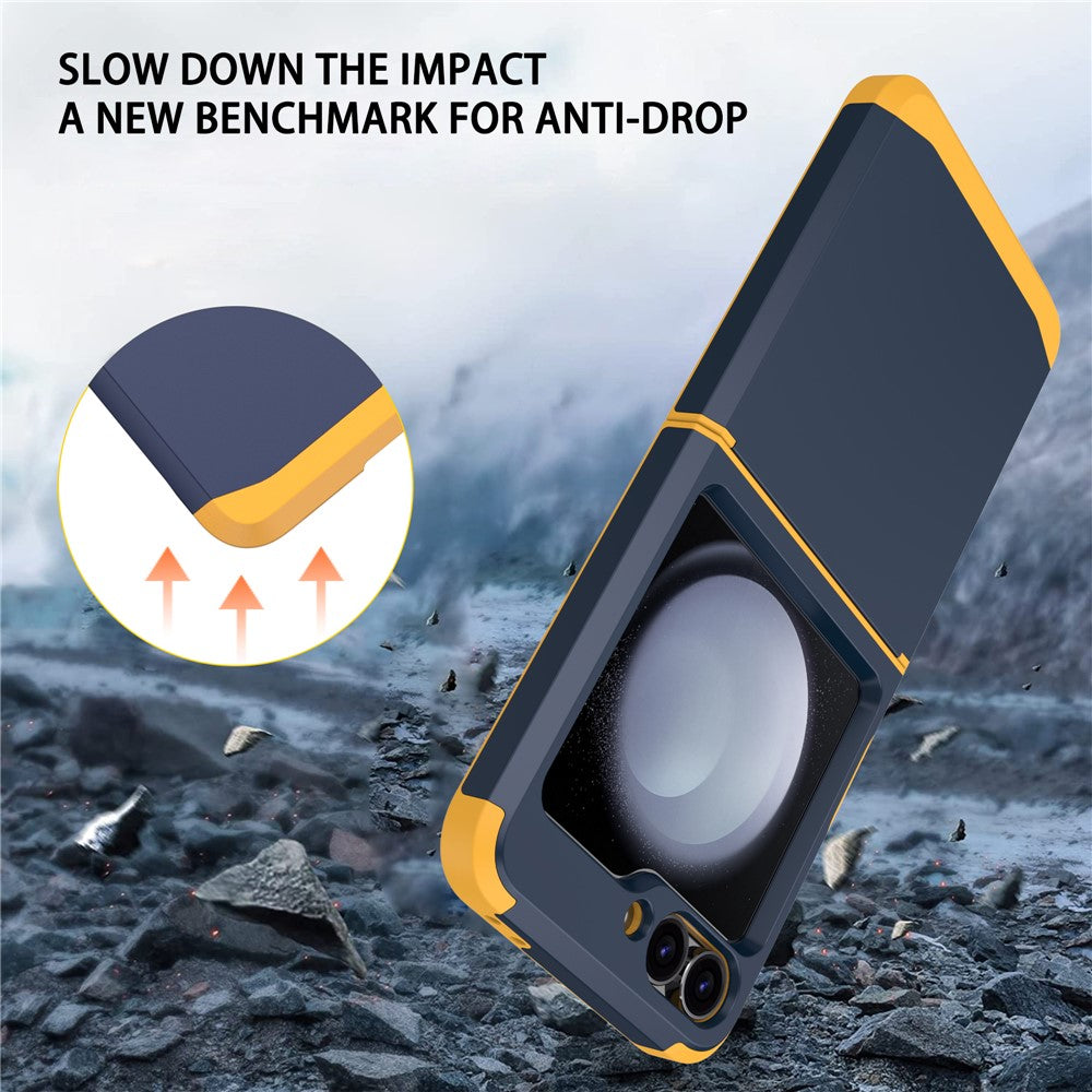 For Samsung Galaxy Z Flip7 FE 5G / Z Flip6 5G Case TPU+PC Phone Cover with Hinge Protection - Dark Blue