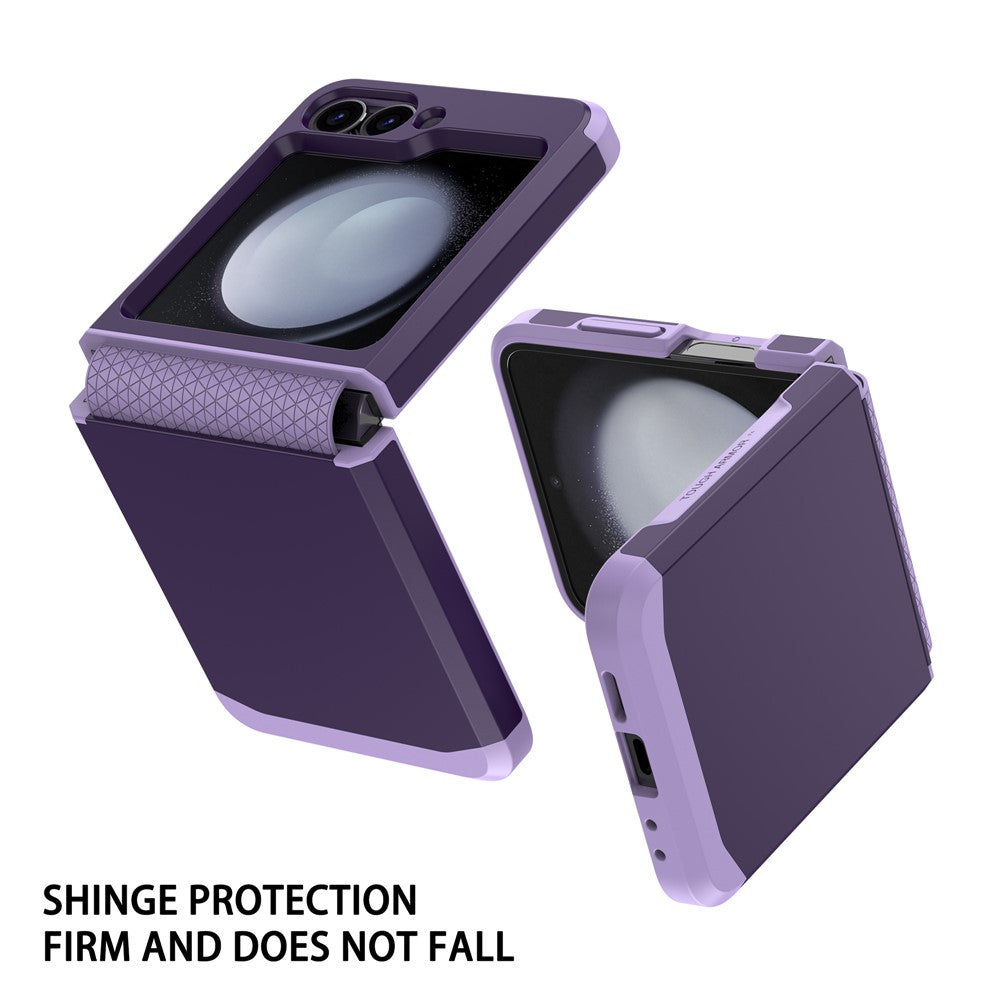 For Samsung Galaxy Z Flip7 FE 5G / Z Flip6 5G Case TPU+PC Phone Cover with Hinge Protection - Dark Purple
