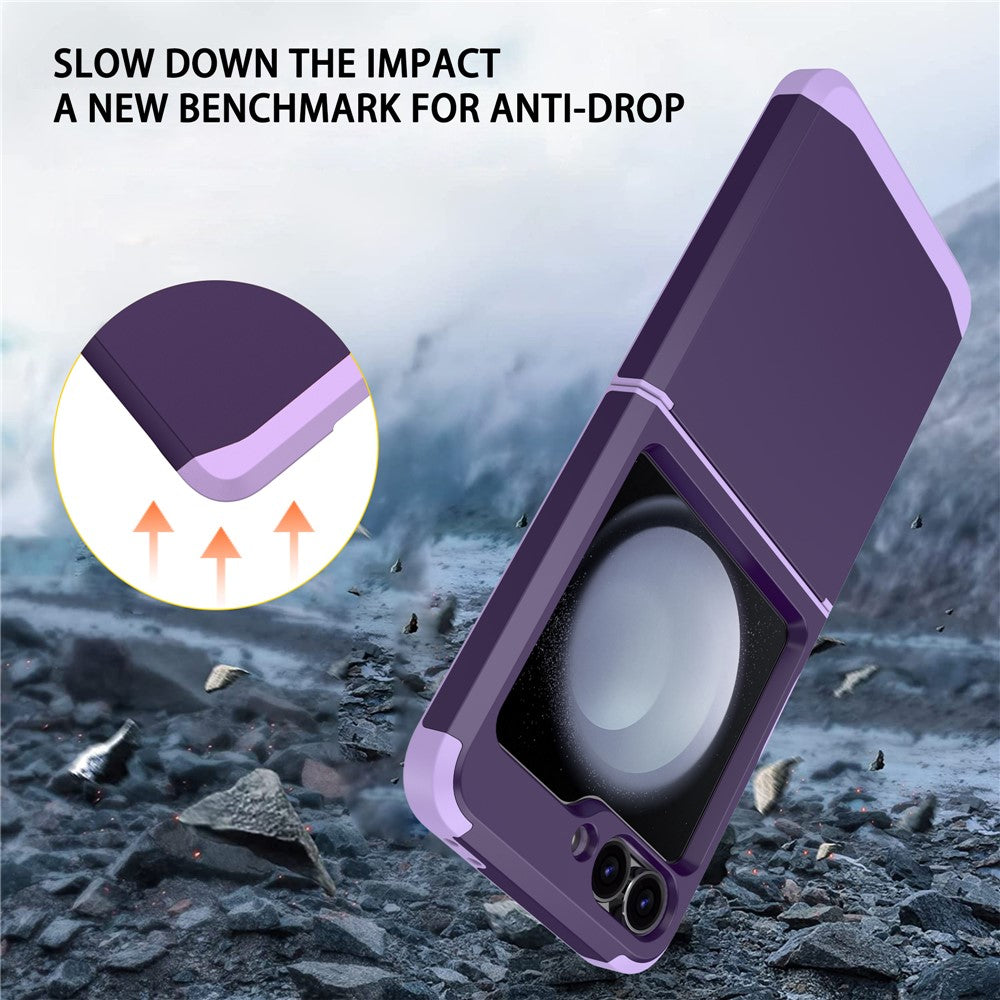For Samsung Galaxy Z Flip7 FE 5G / Z Flip6 5G Case TPU+PC Phone Cover with Hinge Protection - Dark Purple