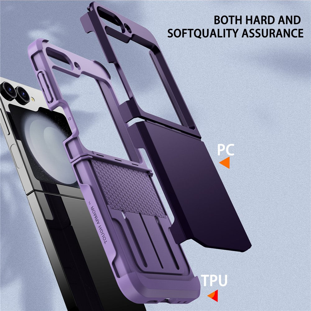 For Samsung Galaxy Z Flip7 FE 5G / Z Flip6 5G Case TPU+PC Phone Cover with Hinge Protection - Dark Purple