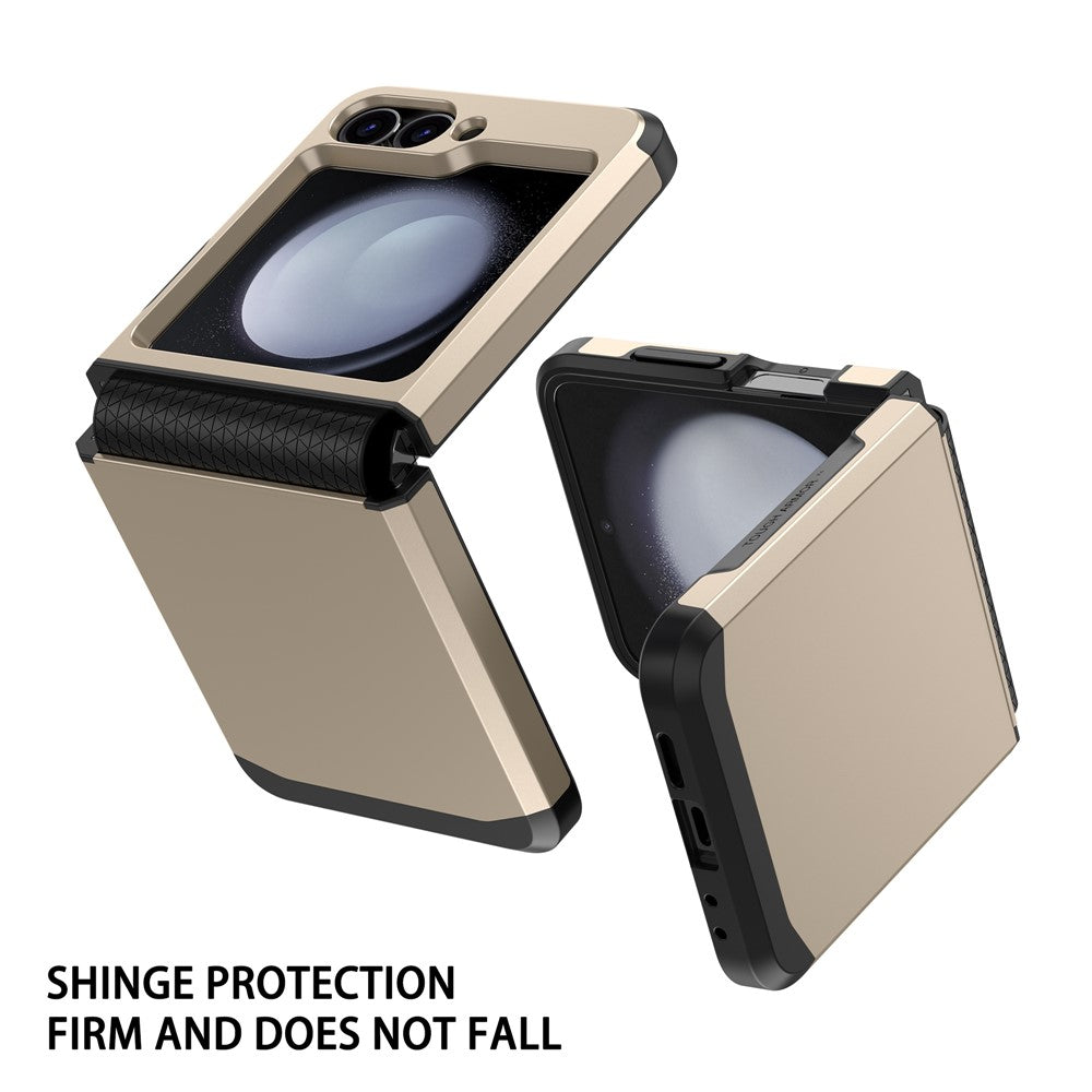 For Samsung Galaxy Z Flip7 FE 5G / Z Flip6 5G Case TPU+PC Phone Cover with Hinge Protection - Gold