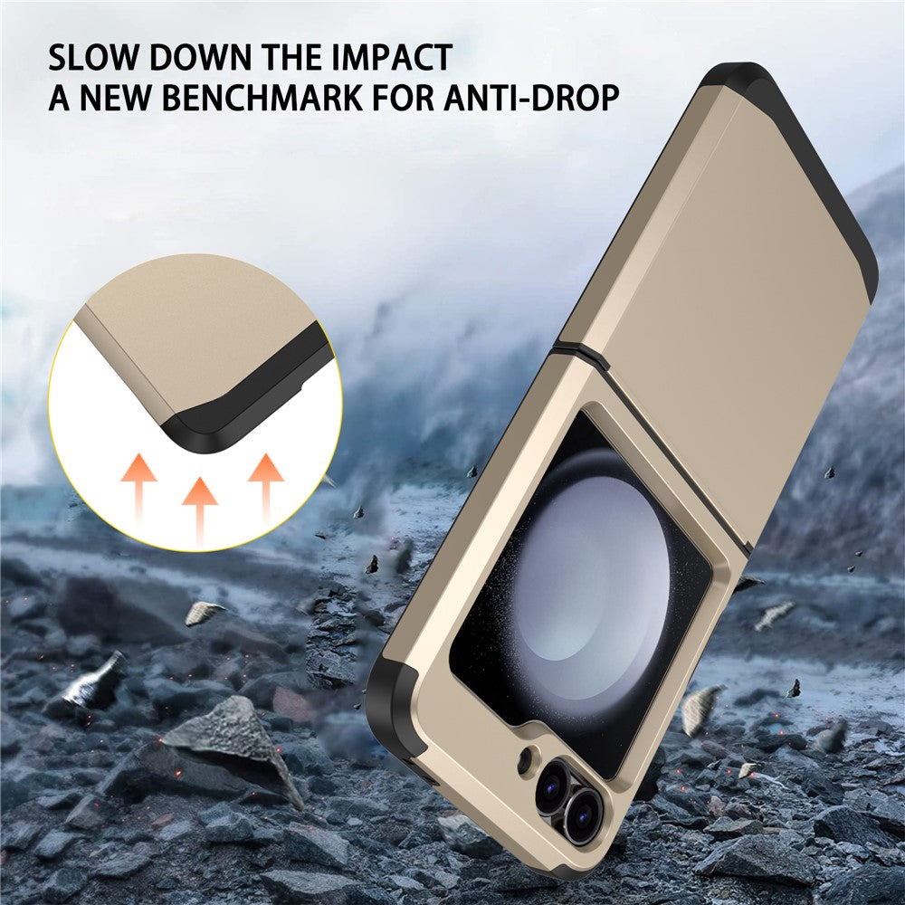 For Samsung Galaxy Z Flip7 FE 5G / Z Flip6 5G Case TPU+PC Phone Cover with Hinge Protection - Gold