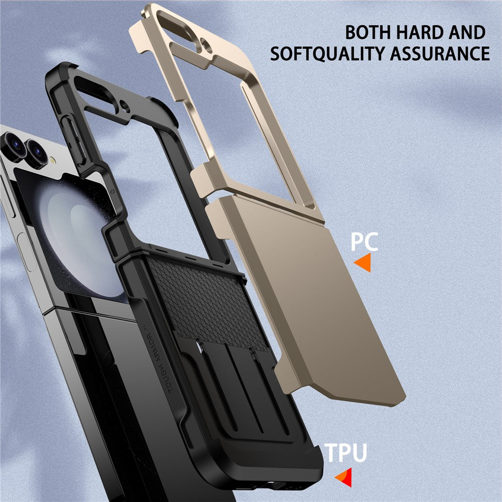 For Samsung Galaxy Z Flip7 FE 5G / Z Flip6 5G Case TPU+PC Phone Cover with Hinge Protection - Gold