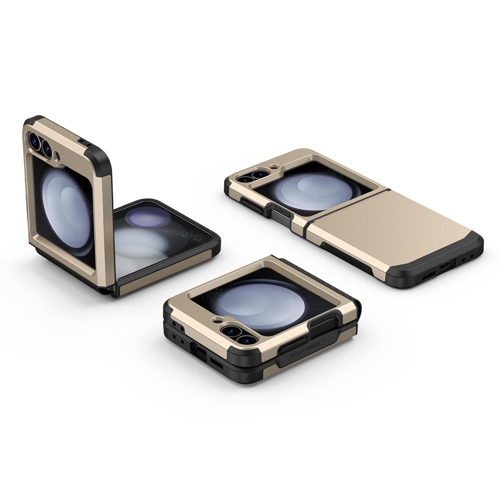 For Samsung Galaxy Z Flip7 FE 5G / Z Flip6 5G Case TPU+PC Phone Cover with Hinge Protection - Gold