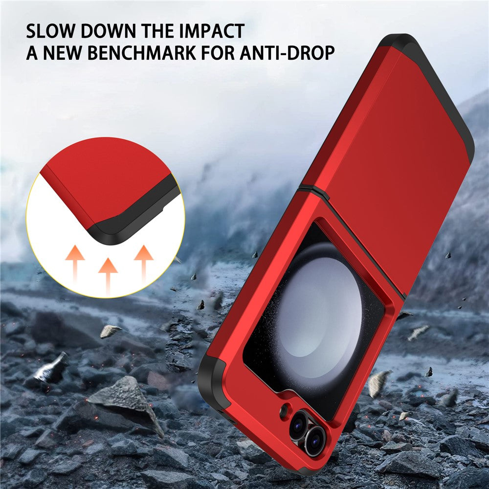 For Samsung Galaxy Z Flip7 FE 5G / Z Flip6 5G Case TPU+PC Phone Cover with Hinge Protection - Red