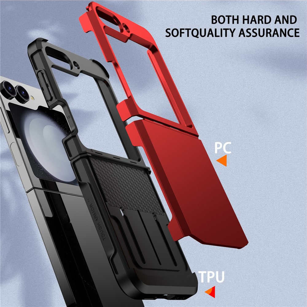 For Samsung Galaxy Z Flip7 FE 5G / Z Flip6 5G Case TPU+PC Phone Cover with Hinge Protection - Red