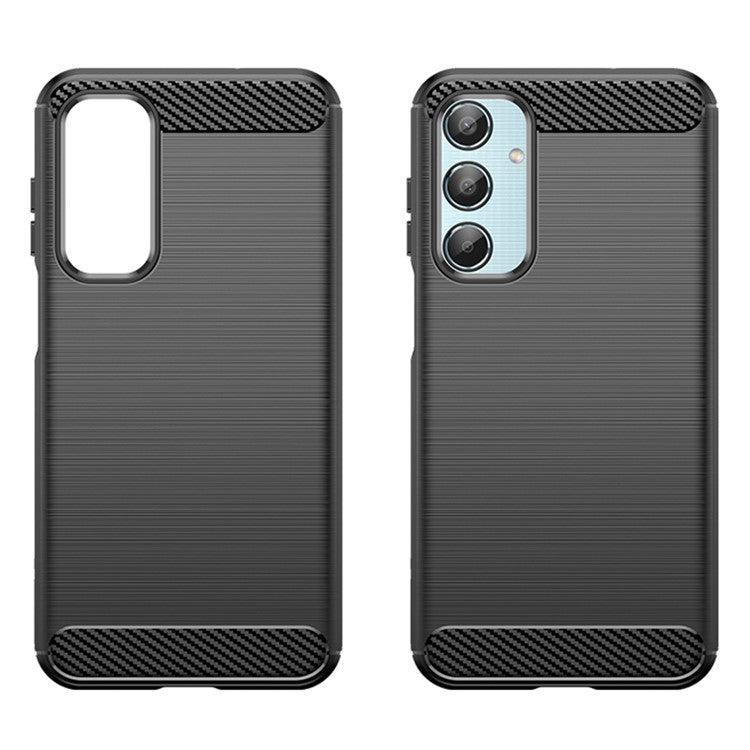 For Samsung Galaxy M35 5G Case Brushed TPU Phone Cover Carbon Fiber Texture - Black