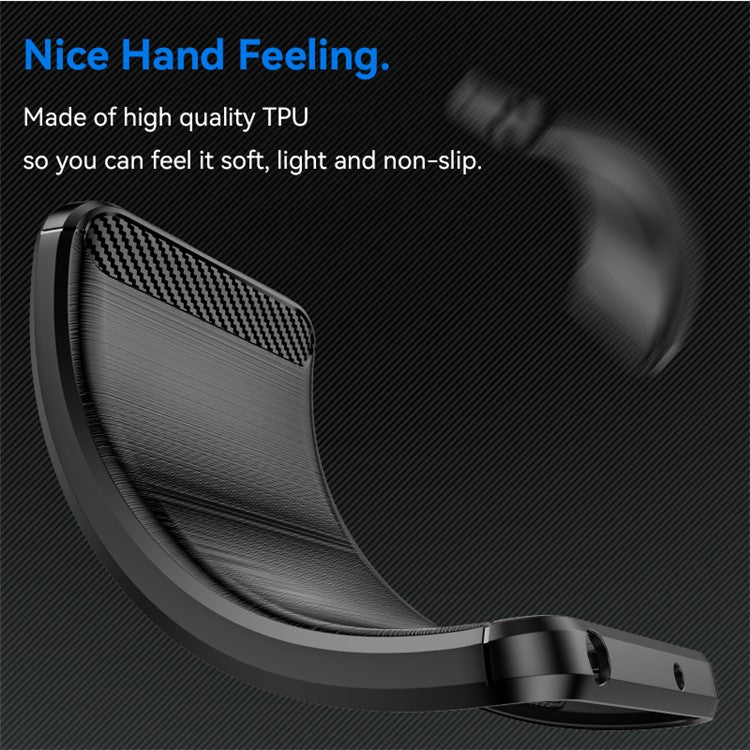For Samsung Galaxy M35 5G Case Brushed TPU Phone Cover Carbon Fiber Texture - Black