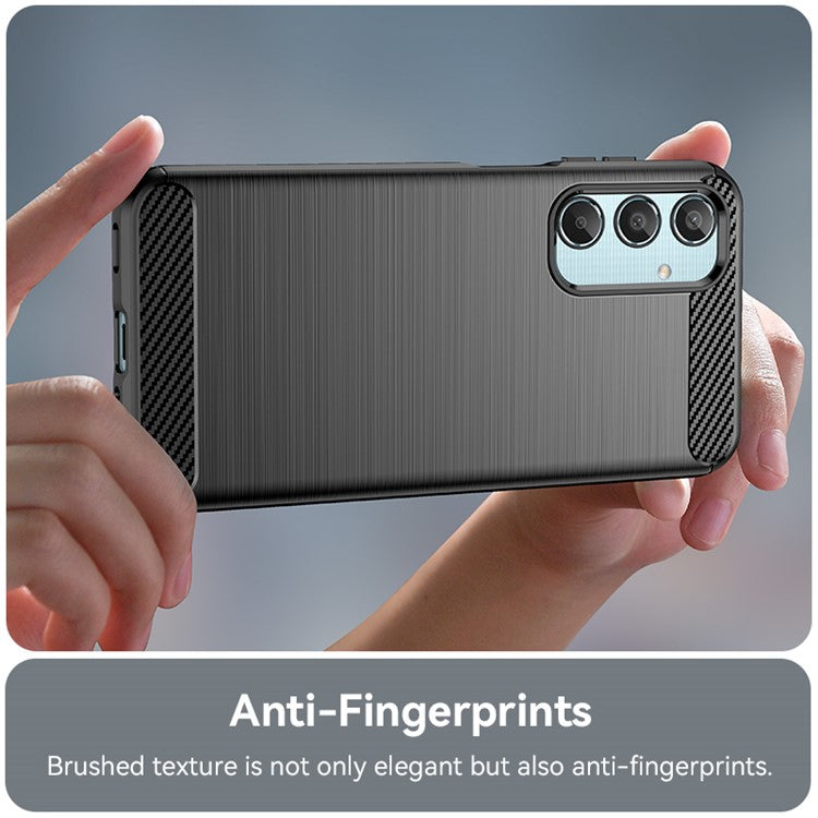 For Samsung Galaxy M35 5G Case Brushed TPU Phone Cover Carbon Fiber Texture - Black