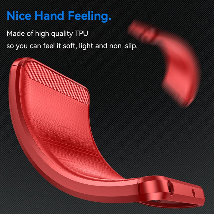 For Samsung Galaxy M35 5G Case Brushed TPU Phone Cover Carbon Fiber Texture - Red