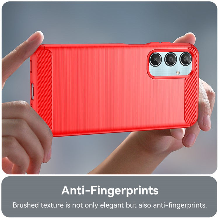 For Samsung Galaxy M35 5G Case Brushed TPU Phone Cover Carbon Fiber Texture - Red