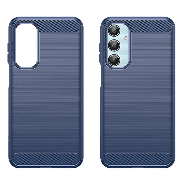 For Samsung Galaxy M35 5G Case Brushed TPU Phone Cover Carbon Fiber Texture - Blue