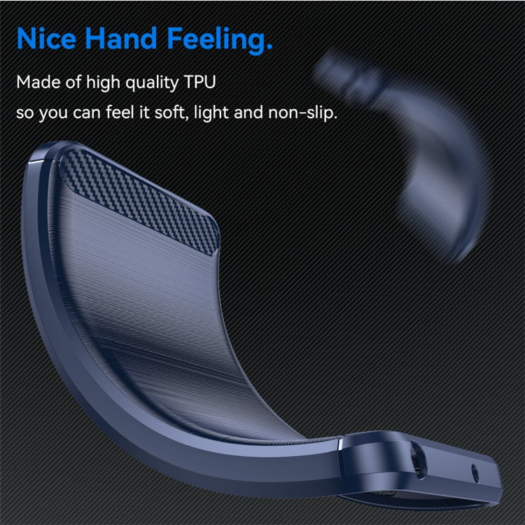 For Samsung Galaxy M35 5G Case Brushed TPU Phone Cover Carbon Fiber Texture - Blue