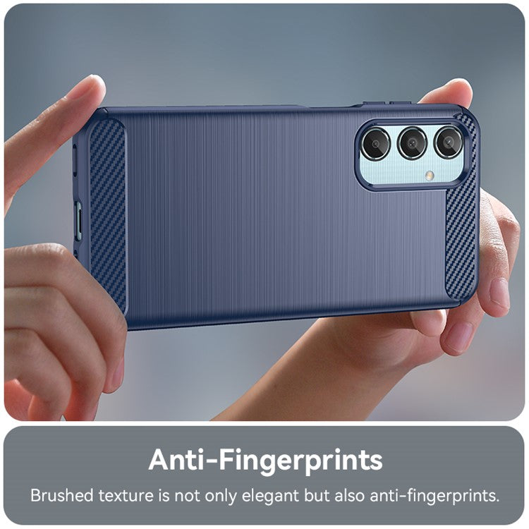 For Samsung Galaxy M35 5G Case Brushed TPU Phone Cover Carbon Fiber Texture - Blue