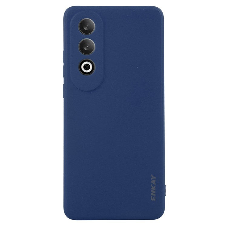 ENKAY HAT PRINCE For OnePlus Nord CE4 5G Case Straight Edge Liquid Silicone Phone Cover - Dark Blue