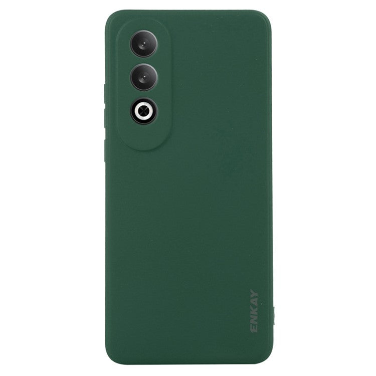 ENKAY HAT PRINCE For OnePlus Nord CE4 5G Case Straight Edge Liquid Silicone Phone Cover - Blackish Green