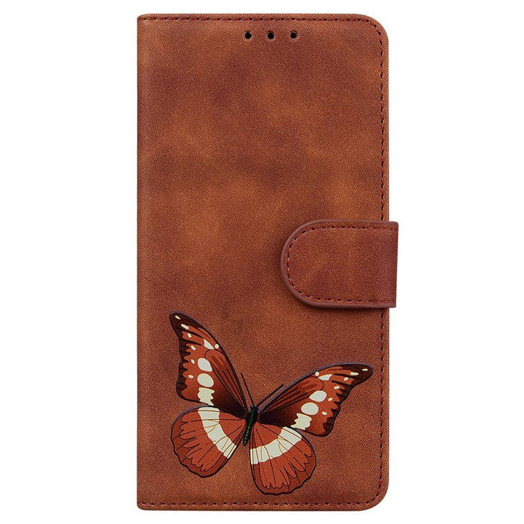 For Samsung Galaxy M35 5G Case PU Leather Stand Phone Cover Butterfly Printed - Brown