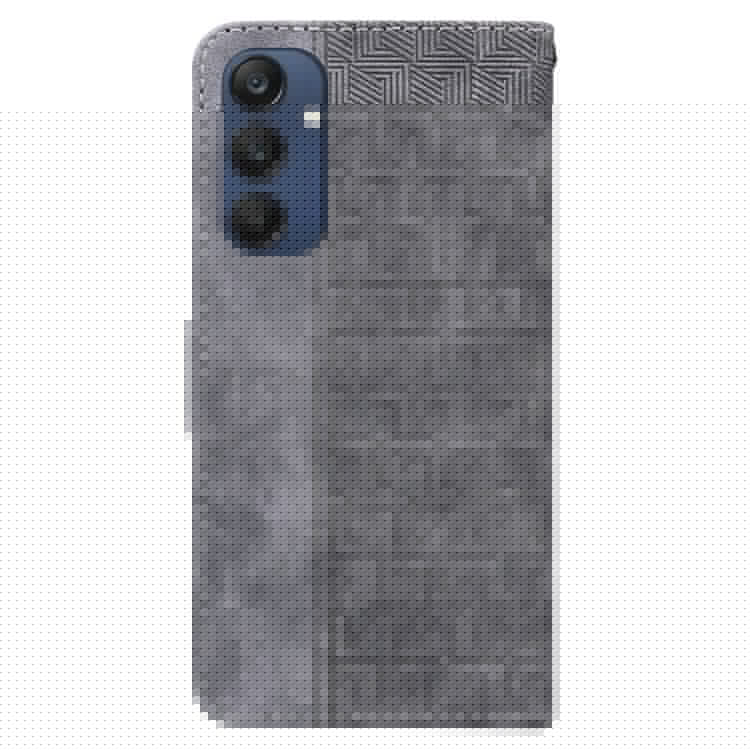 For Samsung Galaxy M35 5G Phone Case Geometry Pattern Leather Flip Wallet Cover - Grey