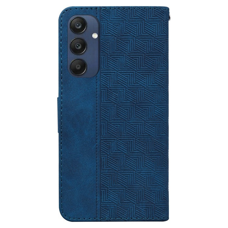 For Samsung Galaxy M35 5G Phone Case Geometry Pattern Leather Flip Wallet Cover - Blue