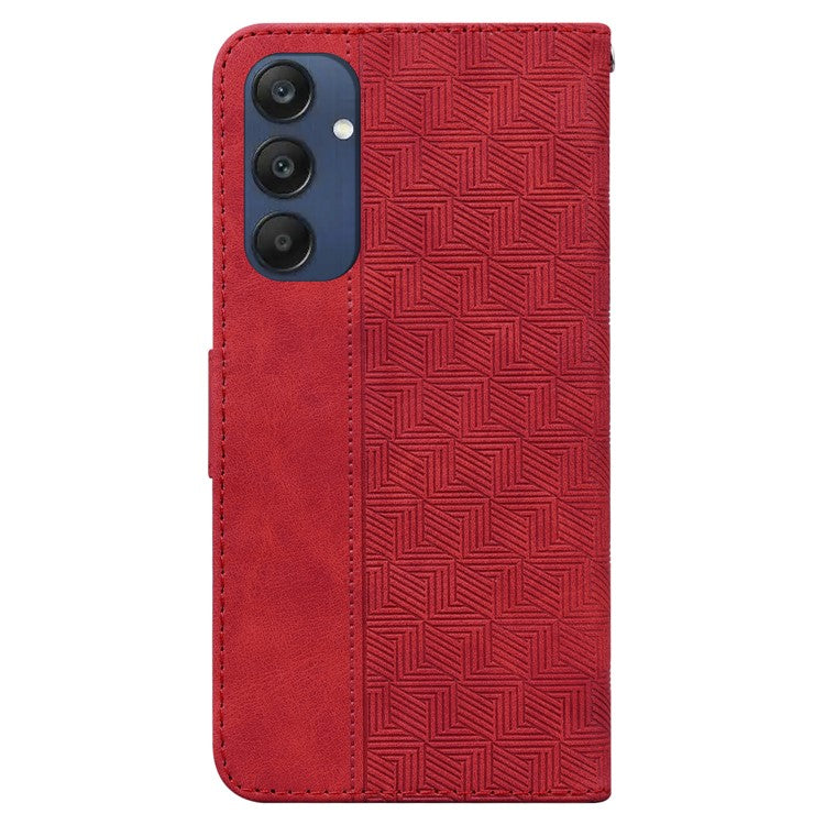 For Samsung Galaxy M35 5G Phone Case Geometry Pattern Leather Flip Wallet Cover - Red
