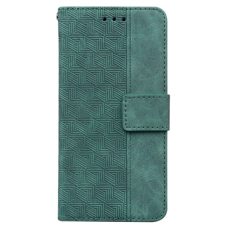 For Samsung Galaxy M35 5G Phone Case Geometry Pattern Leather Flip Wallet Cover - Green