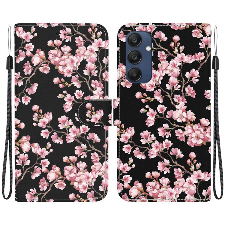 For Samsung Galaxy M35 5G Case Leather Wallet Phone Cover Pattern Printing - Plum Blossom