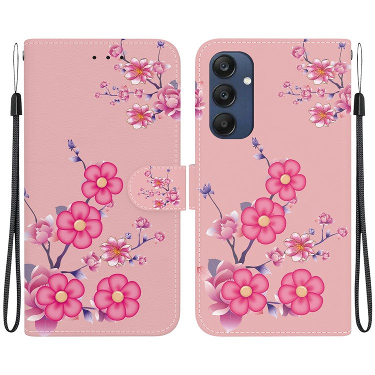 For Samsung Galaxy M35 5G Case Leather Wallet Phone Cover Pattern Printing - Sakura