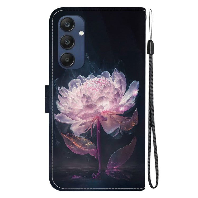 For Samsung Galaxy M35 5G Case Leather Wallet Phone Cover Pattern Printing - Purple Peony