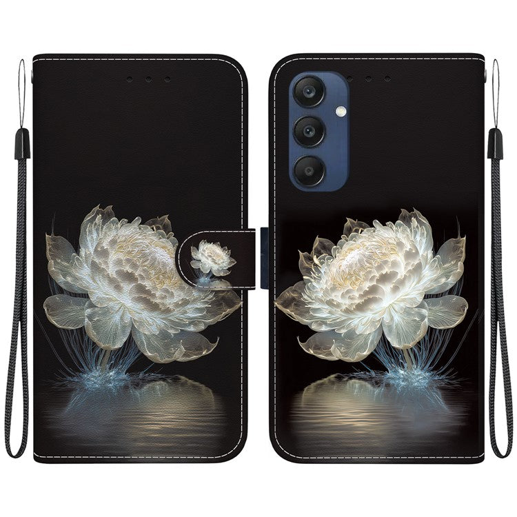 For Samsung Galaxy M35 5G Case Leather Wallet Phone Cover Pattern Printing - Crystal Peony