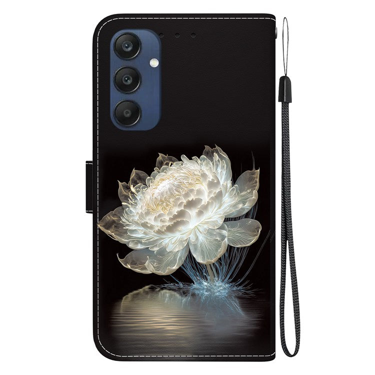 For Samsung Galaxy M35 5G Case Leather Wallet Phone Cover Pattern Printing - Crystal Peony