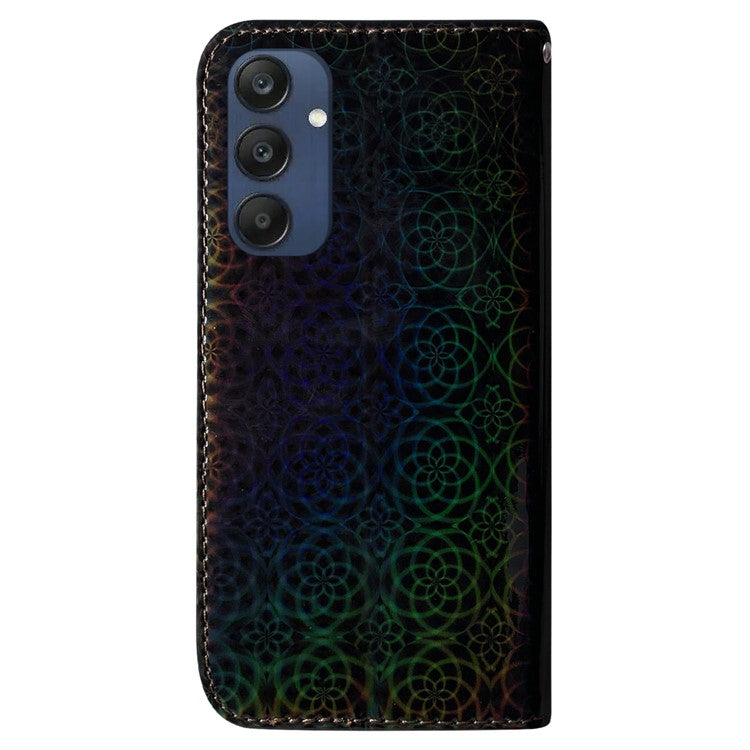 For Samsung Galaxy M35 5G Case Dazzling Flower Leather Phone Cover with Stand - Black